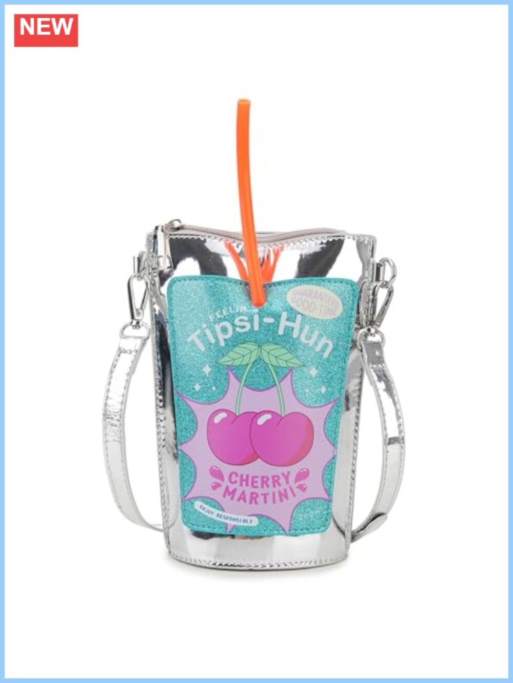 Cherry Martini Juice Pouch Crossbody Bag Mini Purse Adjustable Strap